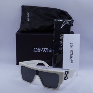Off-White OERI14F MARION 0107 Shield Sunglasses – White/Dark Grey